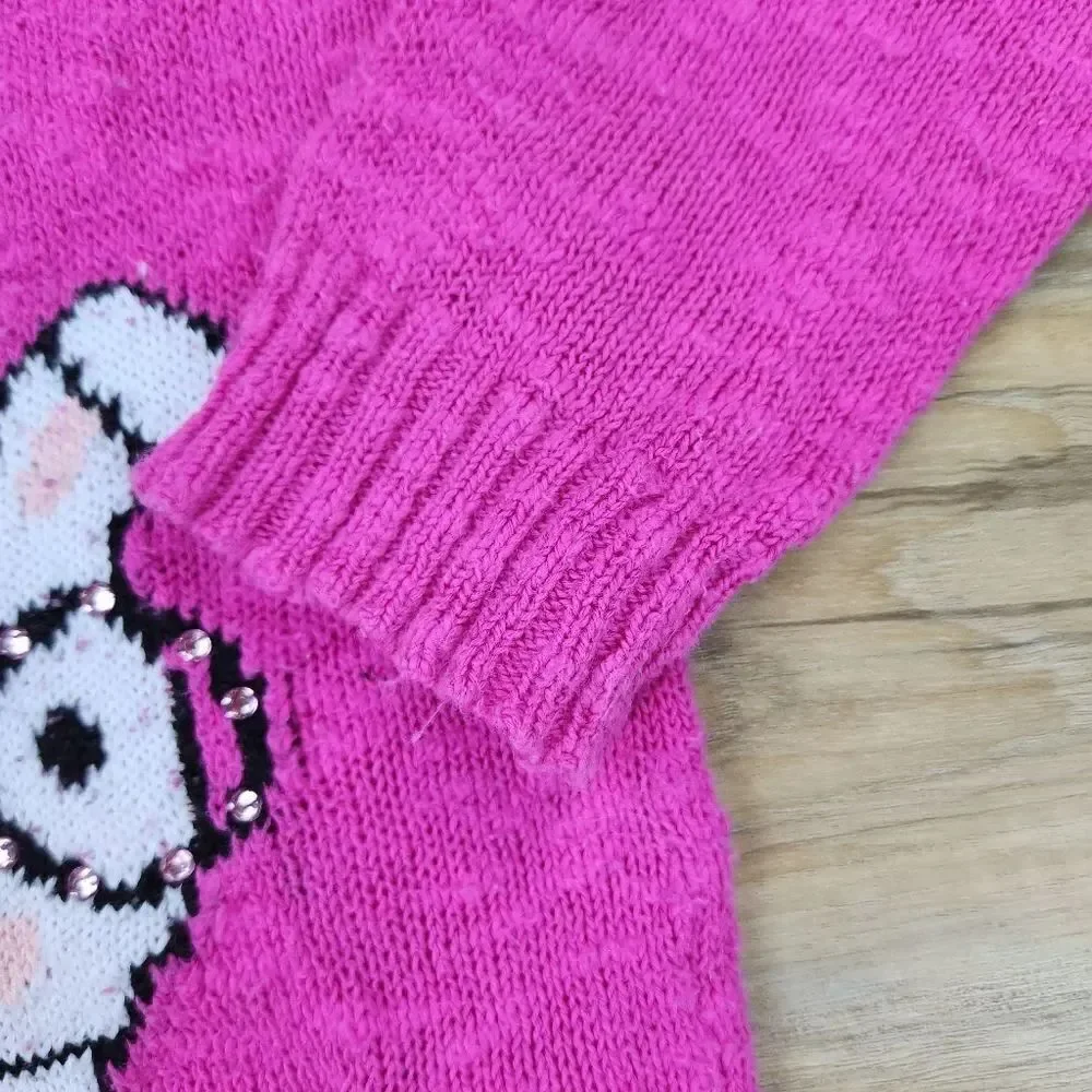 🔺️Pink Rhinestone Bunny Long Sleeve Sweater Youth Small